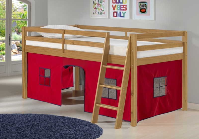 Junior Loft Bed with Playhouse Tent