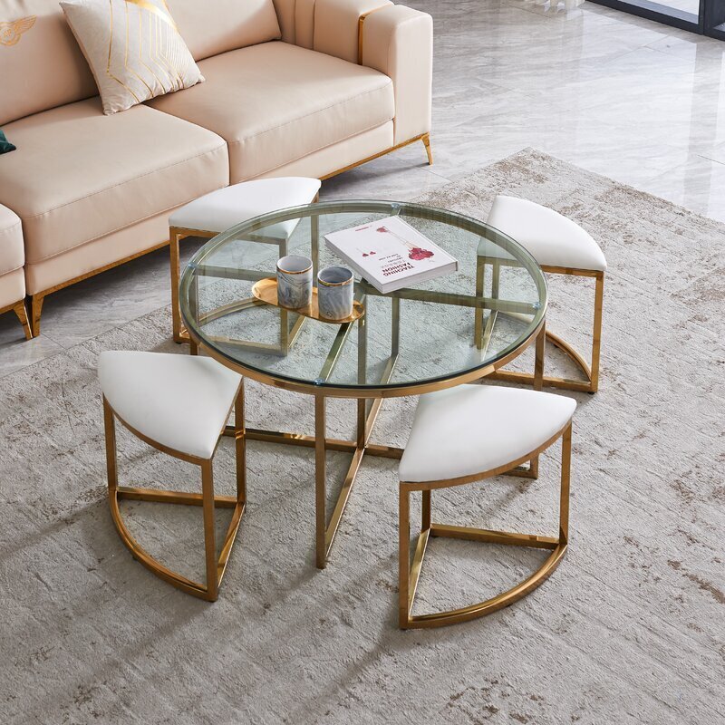 Glass Coffee Table with Seating Underneath