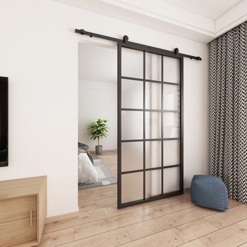 Glass Sliding Barn Doors without Installation Hardware Kit