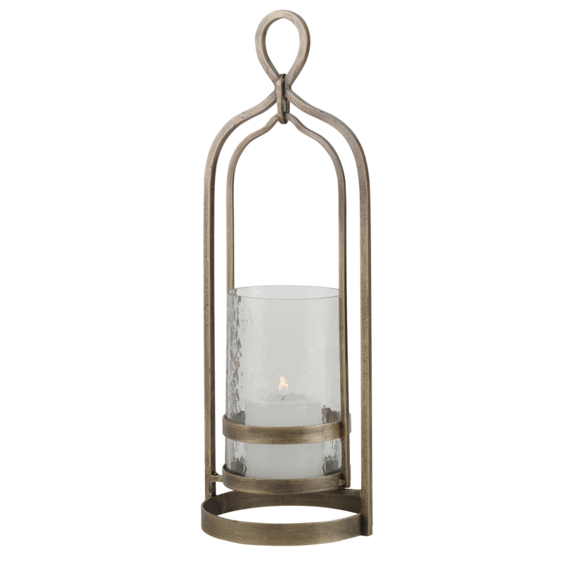 Moroccan Aged Brass Candleholder with Glass Hurricane