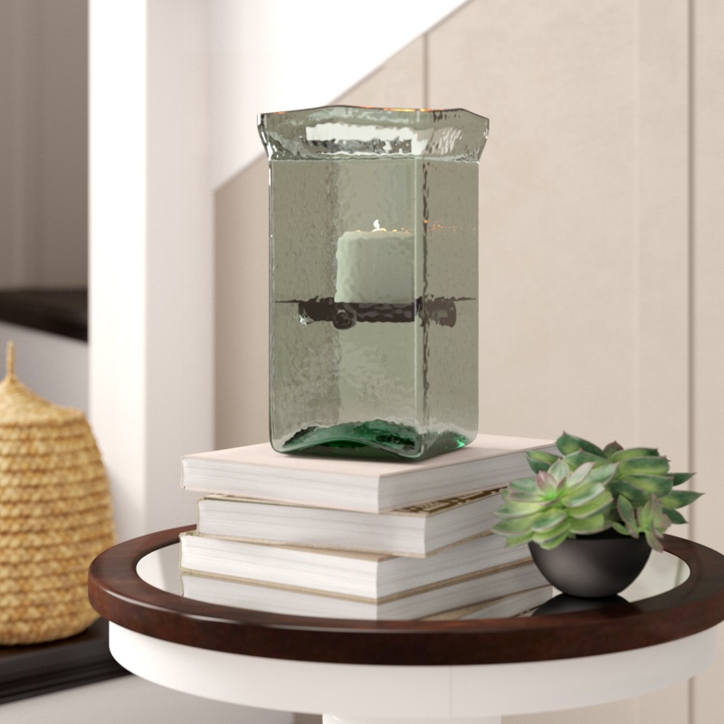 Glass Tabletop Hurricane with Metal Insert