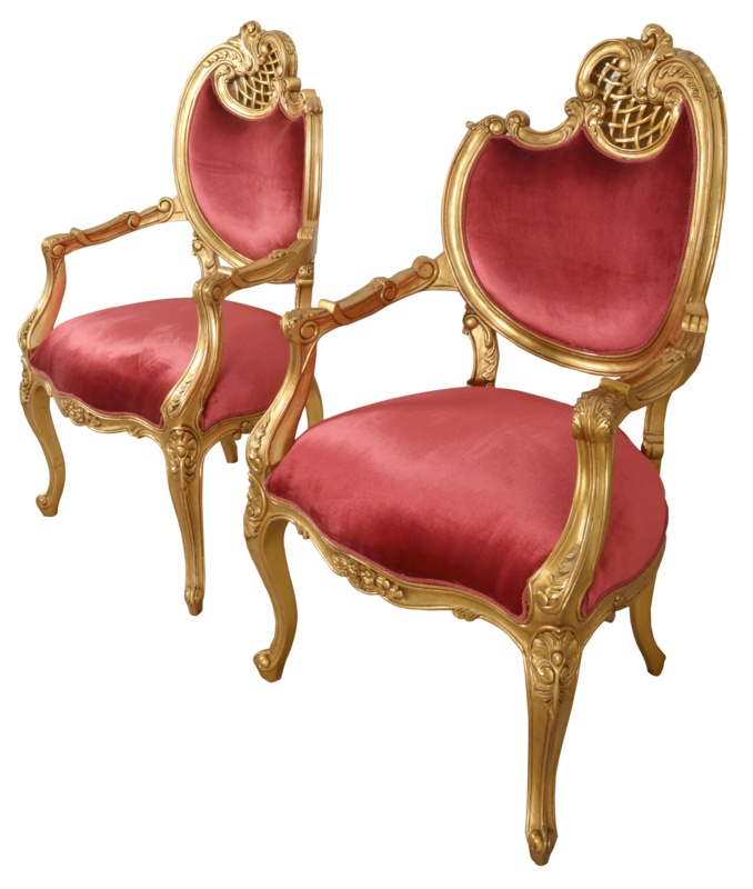 Symmetrical Carved Mahogany Chairs (Set of 2)