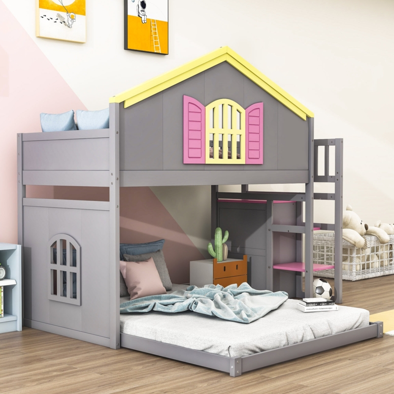 House-Shaped Bunk Bed with Storage