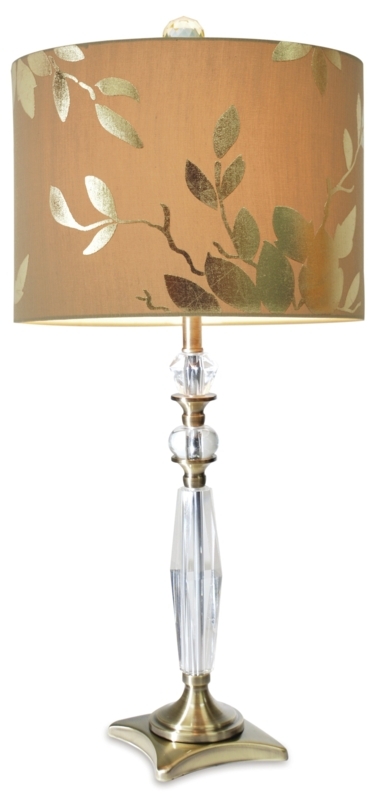 Mixed Media Table Lamp with Golden Silk Shade