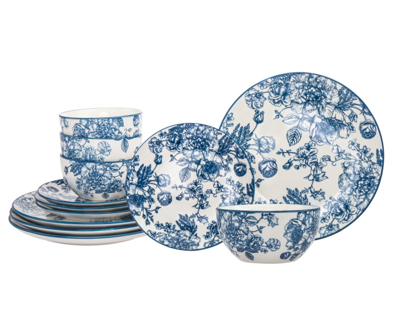 Godinger Silver Art Co Victoria Porcelain China Dinnerware Set - Service for 4