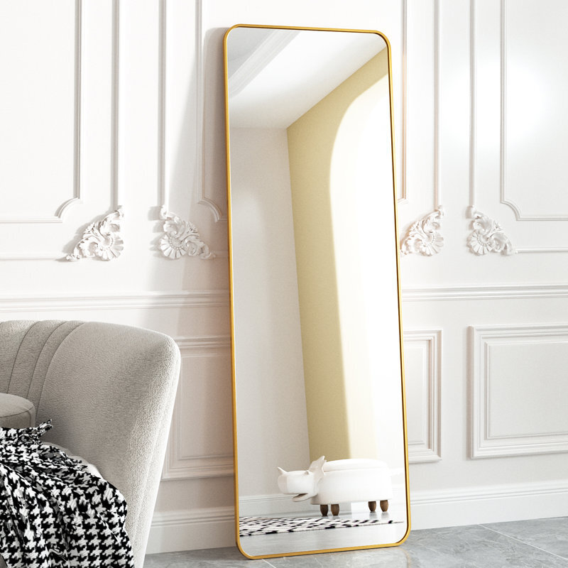 Gold Rimmed Long Mirror With Stand