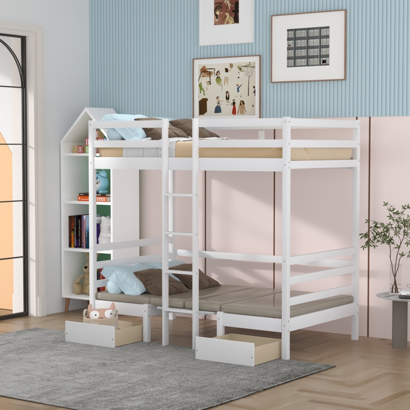 Multifunctional Twin Loft Bed with Convertible Table