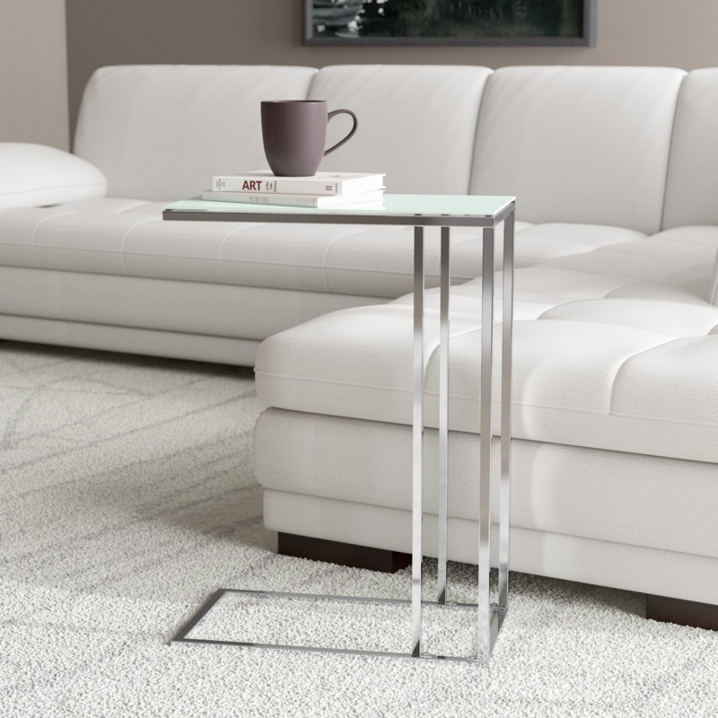 C-Shaped Chrome Accent End Table