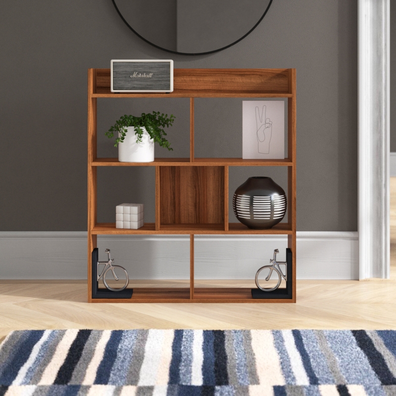 Contemporary Cubby Bookcase with Top Shelf