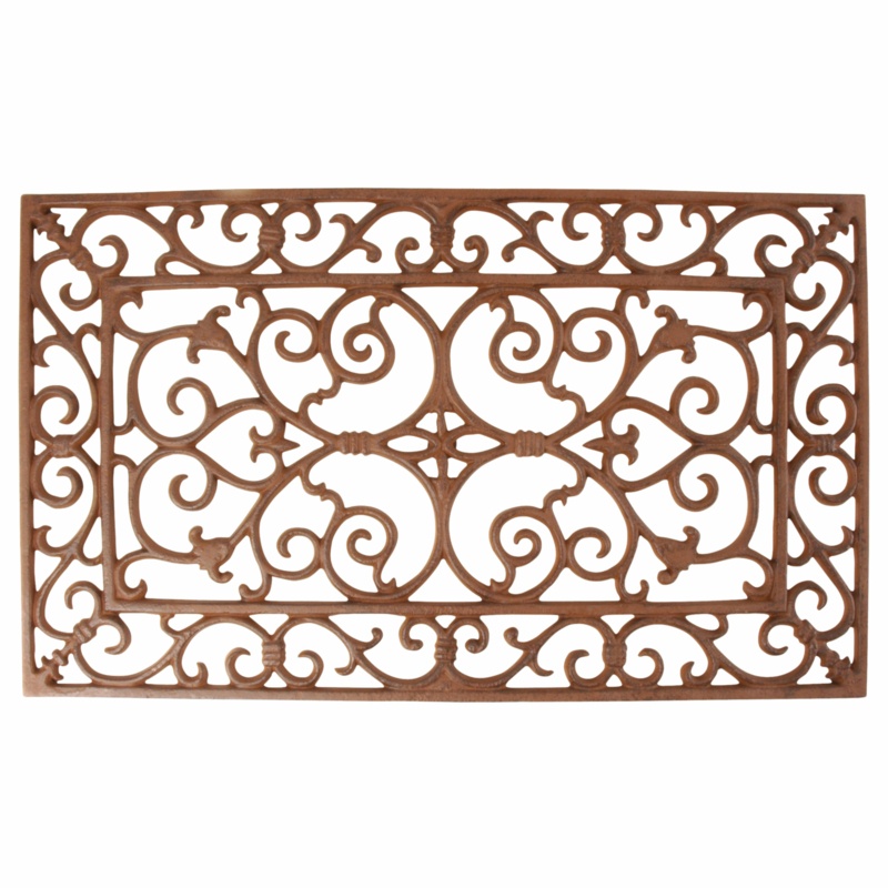 Cast Iron Rectangular Doormat with Victorian Design
