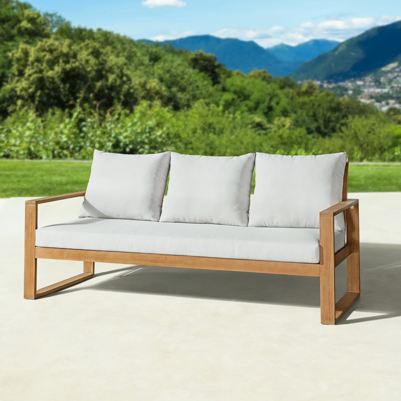 Cushioned Outdoor Bench with Back and Seat