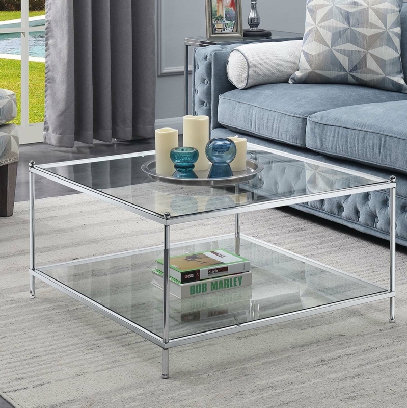 Chic Glass Coffee Table with Chrome Frame