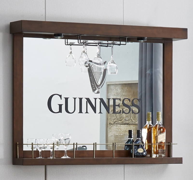 Wall Bar with Mirror and Distressed Finish