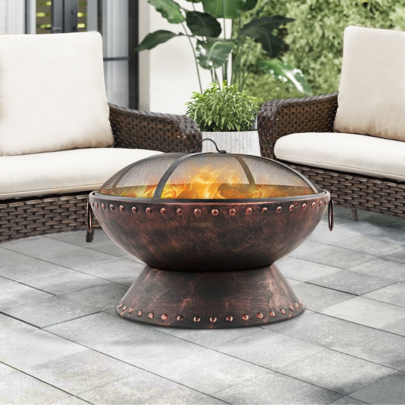 Wood-Burning Fire Pit with Spark Screen