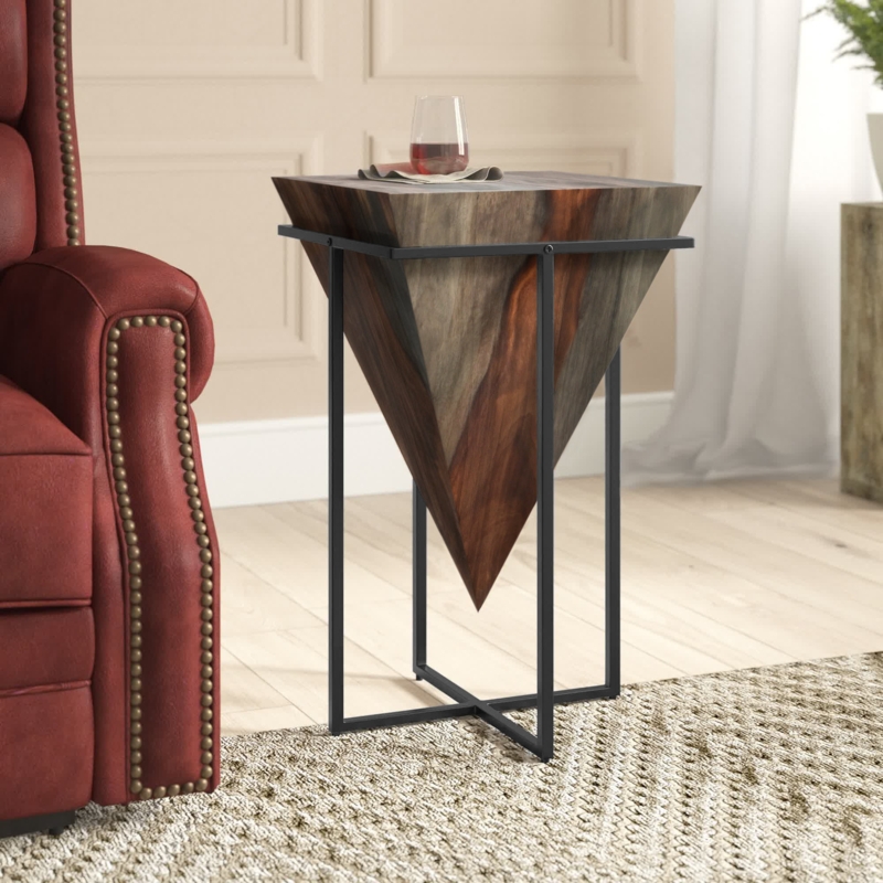 Sculptural Sheesham Wood Accent Table