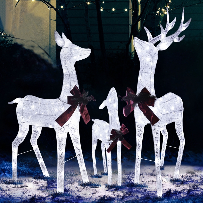 Festive Lighted Deer Family Display