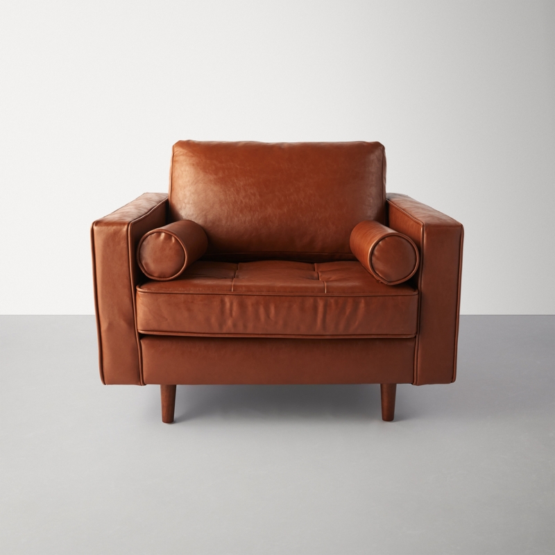 Genuine Leather Mid-Century Modern Chair