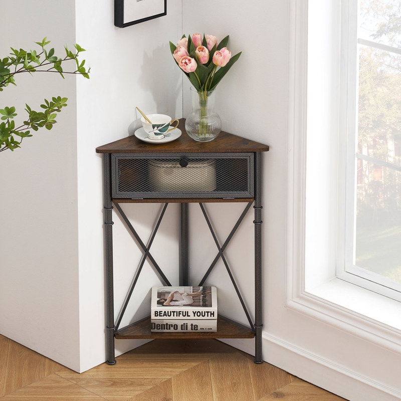 Accent Corner Cabinet with Open Shelves