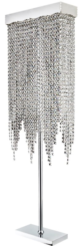 Modern Chrome Floor Lamp with Hanging Crystals