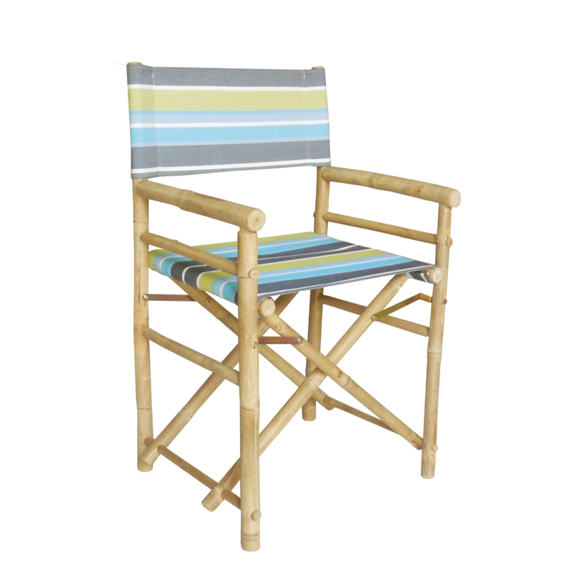 Bamboo Director's Chair with Green Stripes