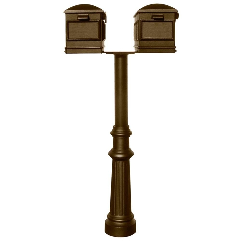 Twin Mailbox with Decorative Post Included
