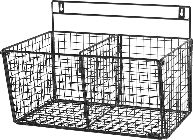 Wall-Mounted Metal Wire Storage Basket with Compartments