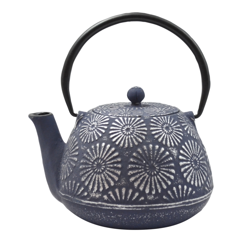 Cast Iron Teapot with Hand-Painted Exterior