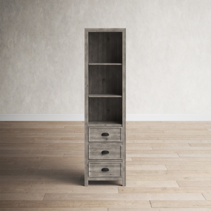 Distressed Gray Wood Linen Cabinet