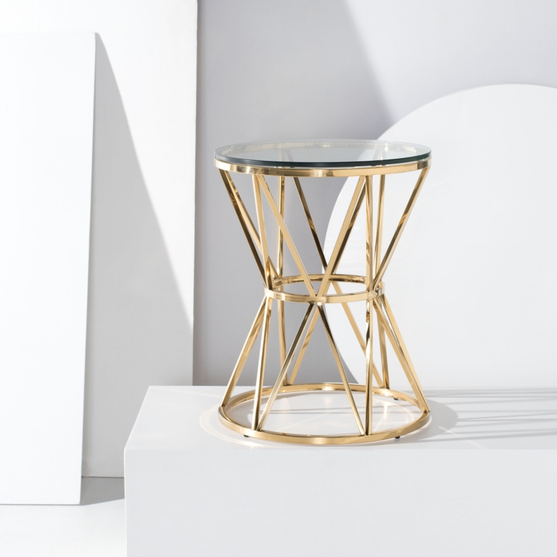 Glass Top Gold End Table