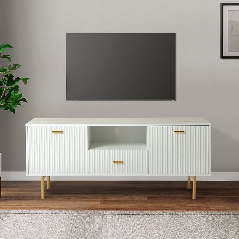 Pleated Design TV Stand with Storage