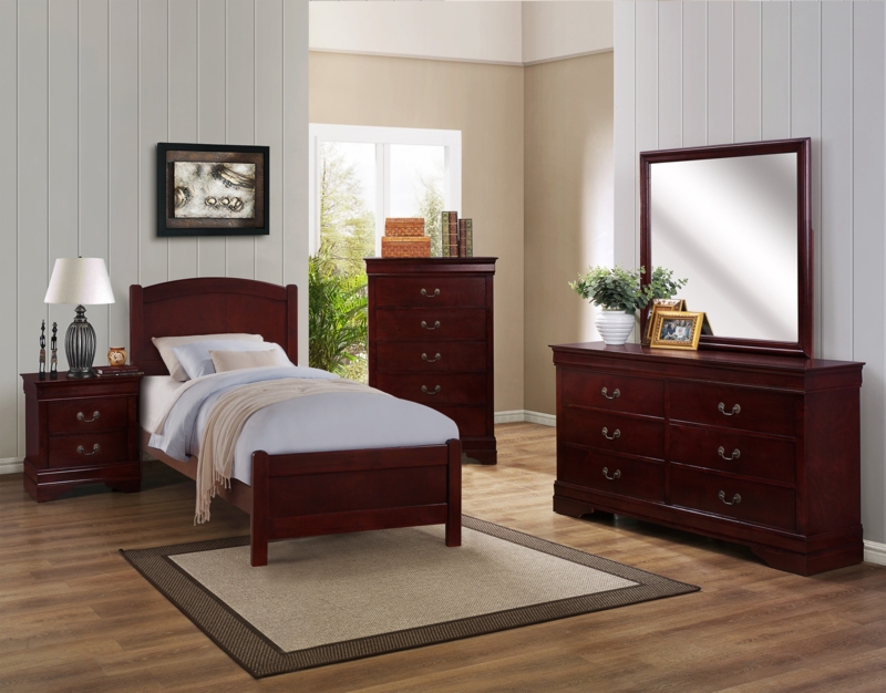 Passion Furniture Louis Philippe Cherry King Storage Platform Bed