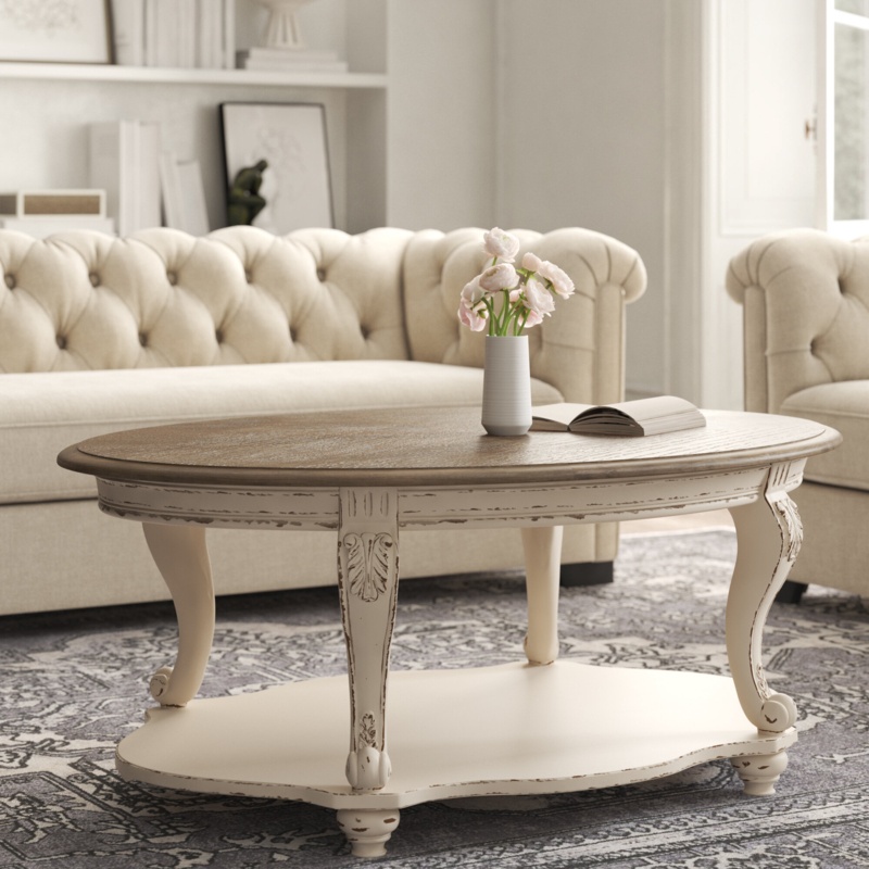 French Country Chic Oval Coffee Table