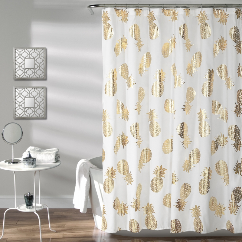 Floating Gold Pineapple Shower Curtain