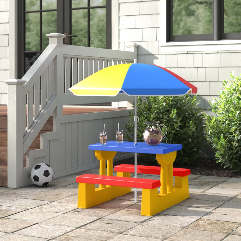 Kids Picnic Table with Umbrella