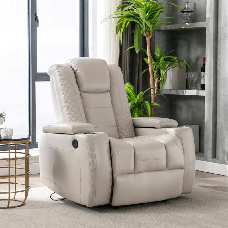 Stylish Power Recliner with Storage Compartments