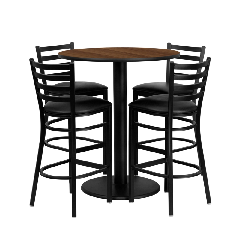 Bar Height Table with 4 Metal Ladder Back Stools
