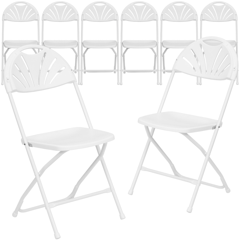 650 lb. Capacity Plastic Fan Back Folding Chairs (Set of 8)