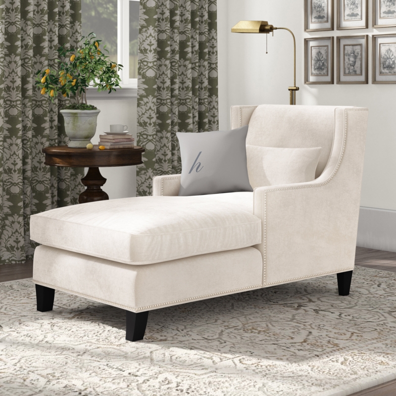 Contemporary Chaise with Nailhead Trim