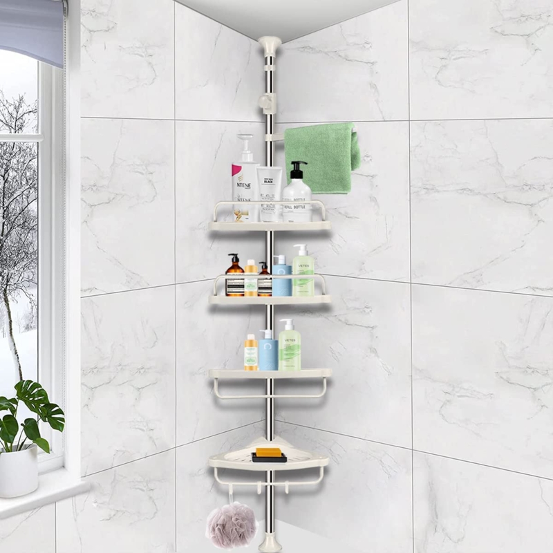 Tension Shower Caddy with Four Adjustable Shelves