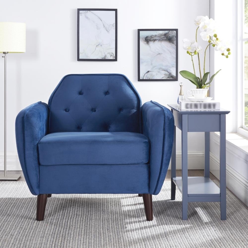 Velvet Living Room Chair with Octagonal Backrest