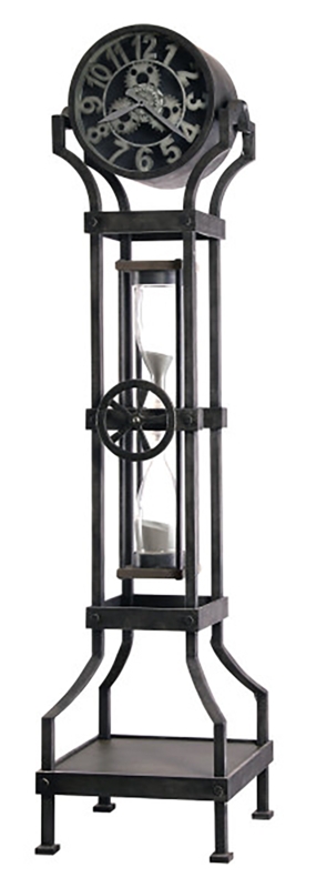 Metal Grandfather Clock with Hourglass Feature
