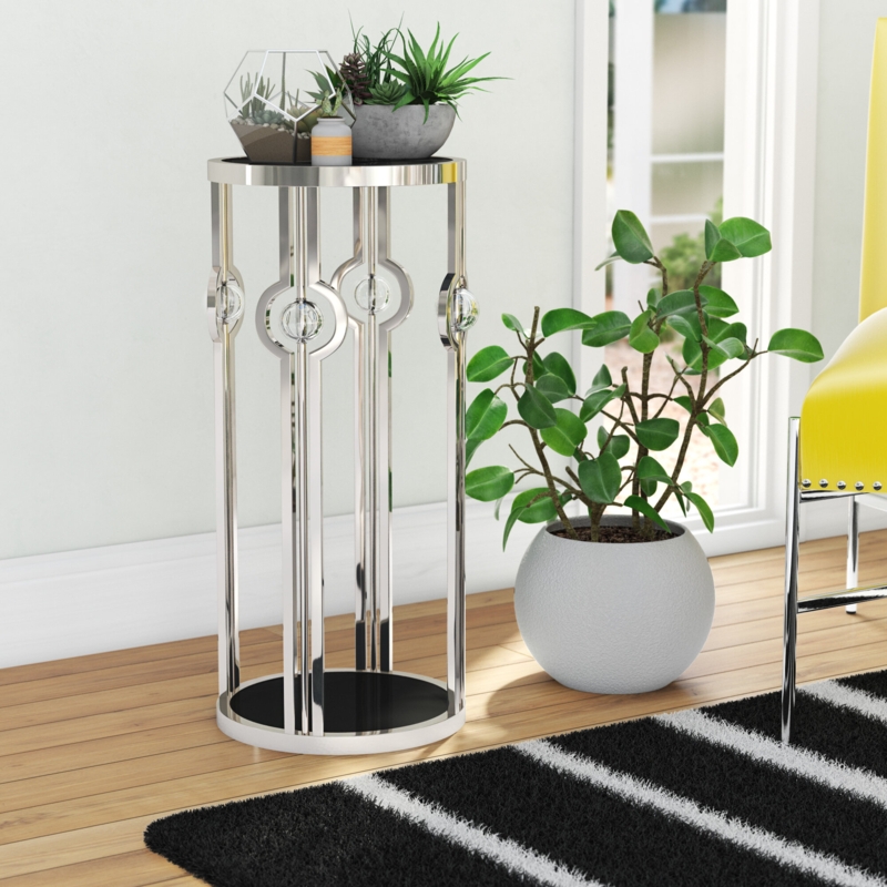 Sleek Stainless Steel Pedestal with Tempered Glass