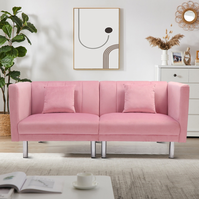Velvet Sleeper Sofa with Adjustable Angles
