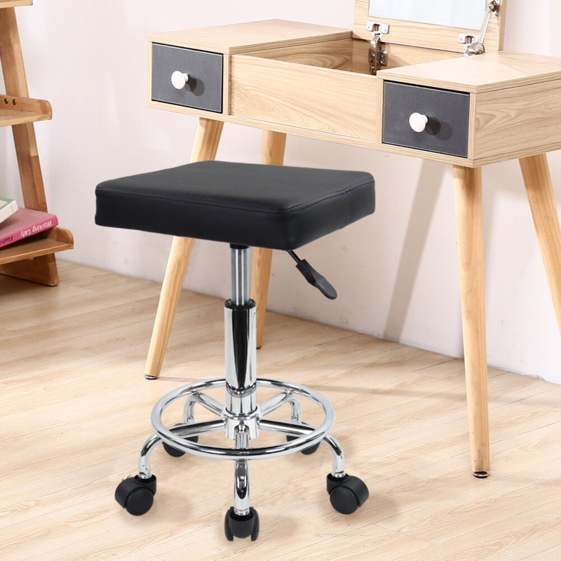 Square Rolling Stool with Swivel Seat