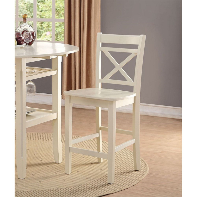 Cream-Finished Dining Chairs with X-Shaped Back (Set of Two)