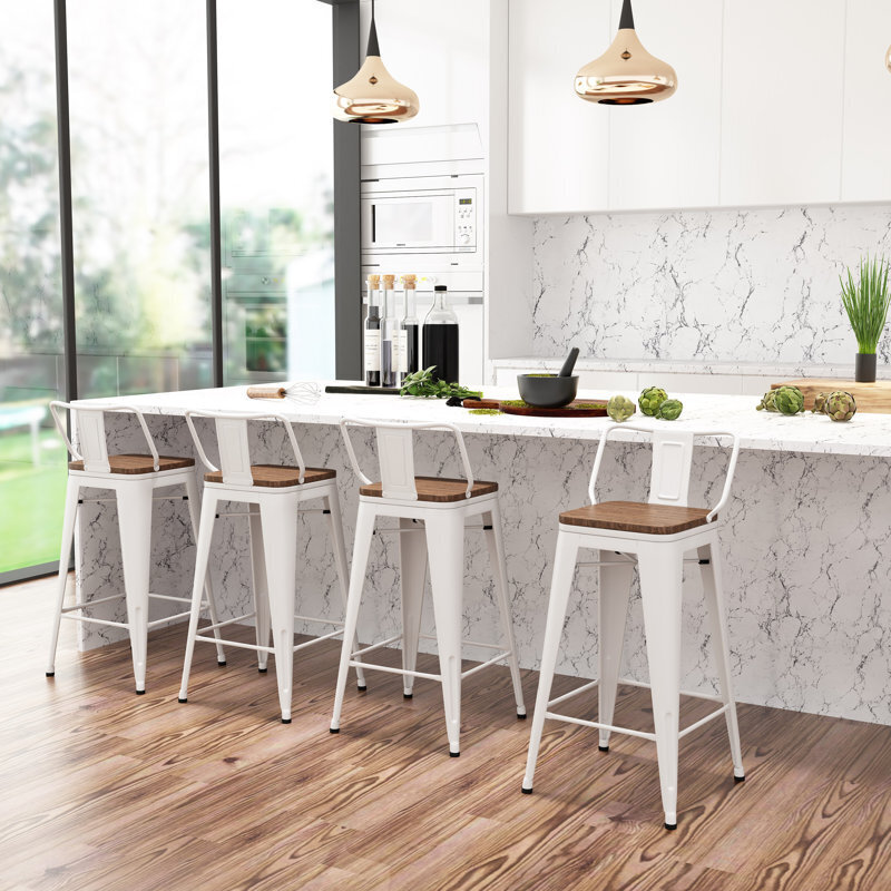 Industrial Style Low Back Counter Stools