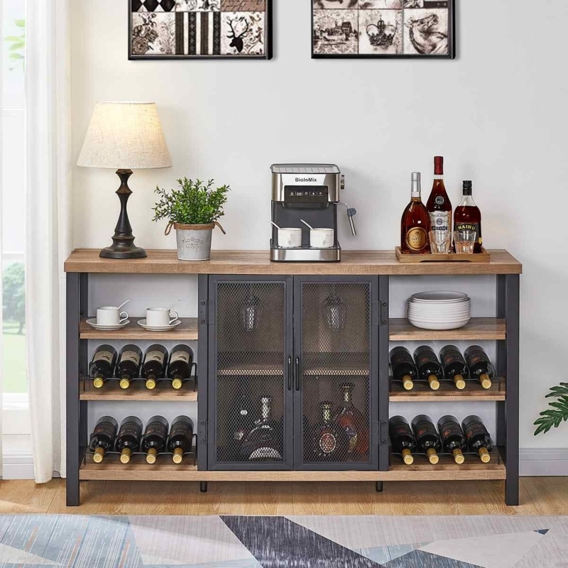3-Tier Coffee Bar Cabinet with Wine Storage