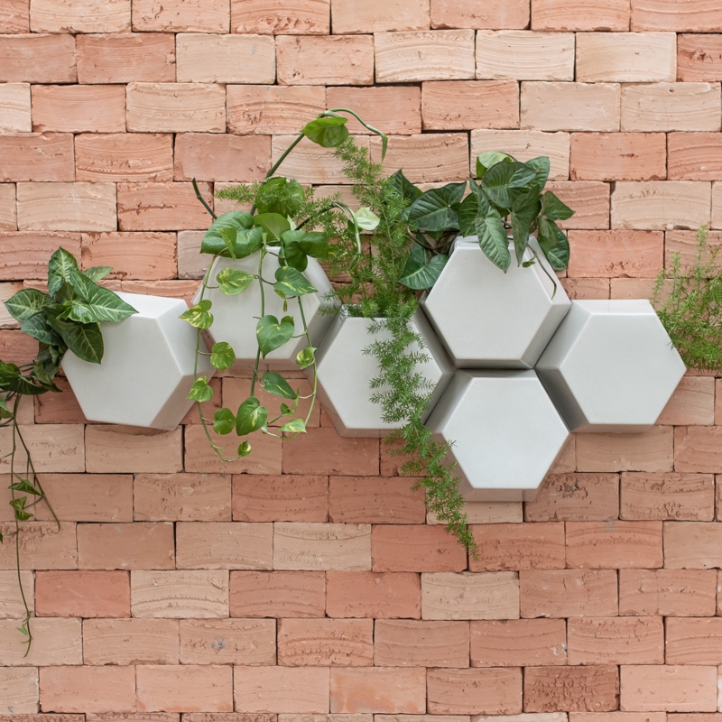 Honeycomb-Inspired Wall Planter Set