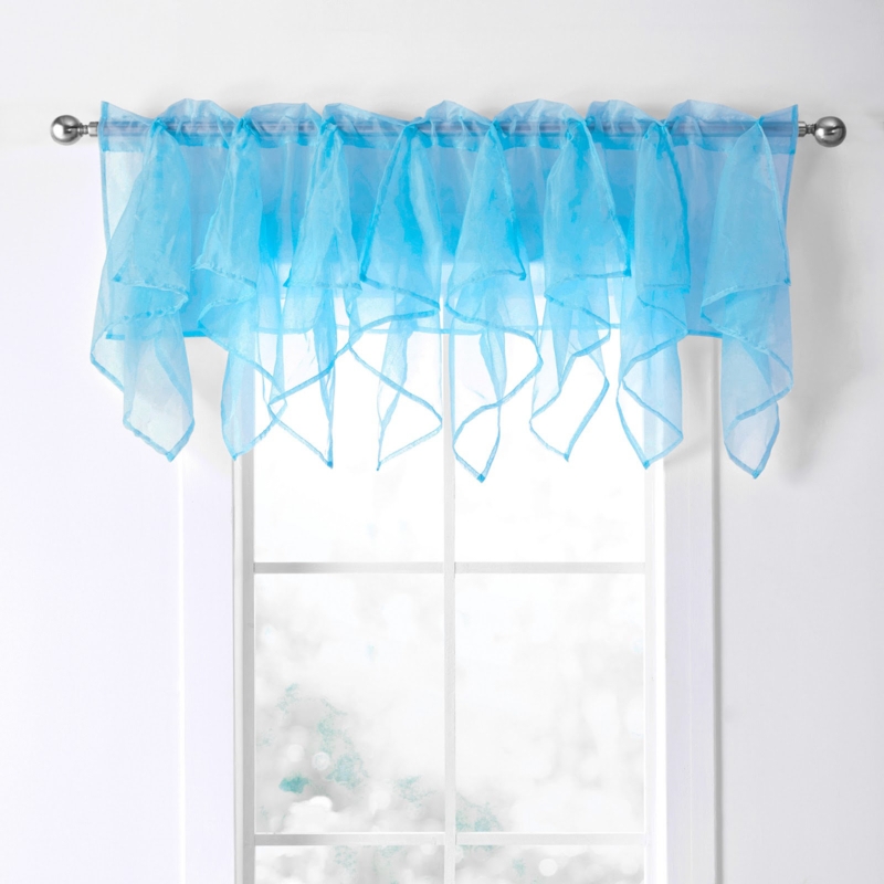 Aqua Sheer Window Curtain Valance Waterfall Design