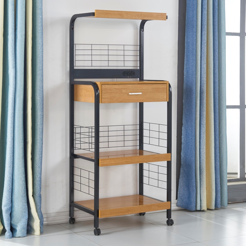 Metal Frame Microwave Stand with Storage